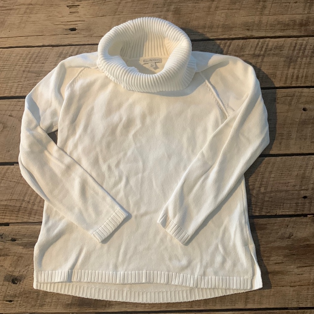 Women small cream cowl neck sweater